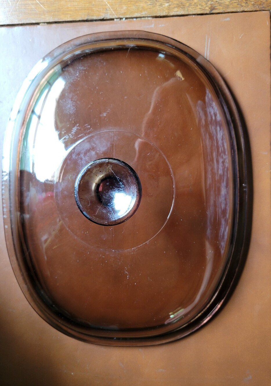 PYREX F-14-C Corning Ware Brown Oval Glass Lid, 9ish x 12 Inch